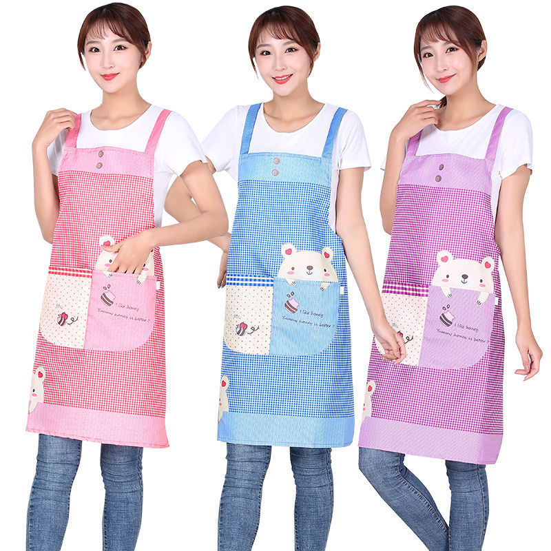415韩版厨房围裙罩衣男女工作上班广告成人可爱时尚背带家用做饭围腰图