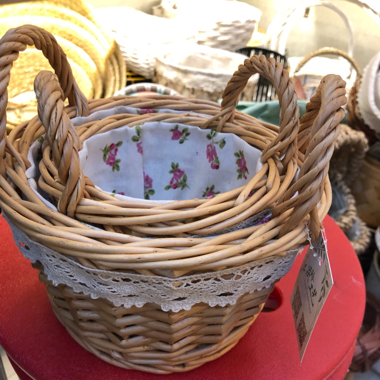 Qingling Craft willow weaving double-handled gloves, two-hand woven baskets, flower arrangement home ornaments