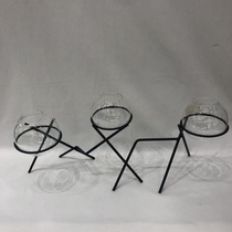 Wrought iron flower stand glass hydroponic metal vase