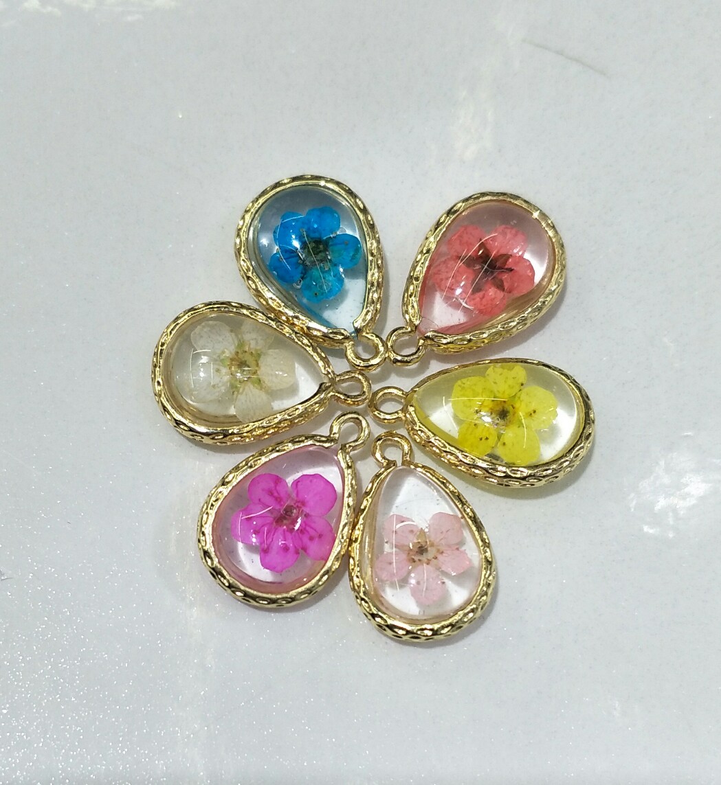 11*18 dried flower droplet, copper cover edge to protect color accessories. Bracelet earring pendant web celebrity hot style, girl romantic style thumbnail