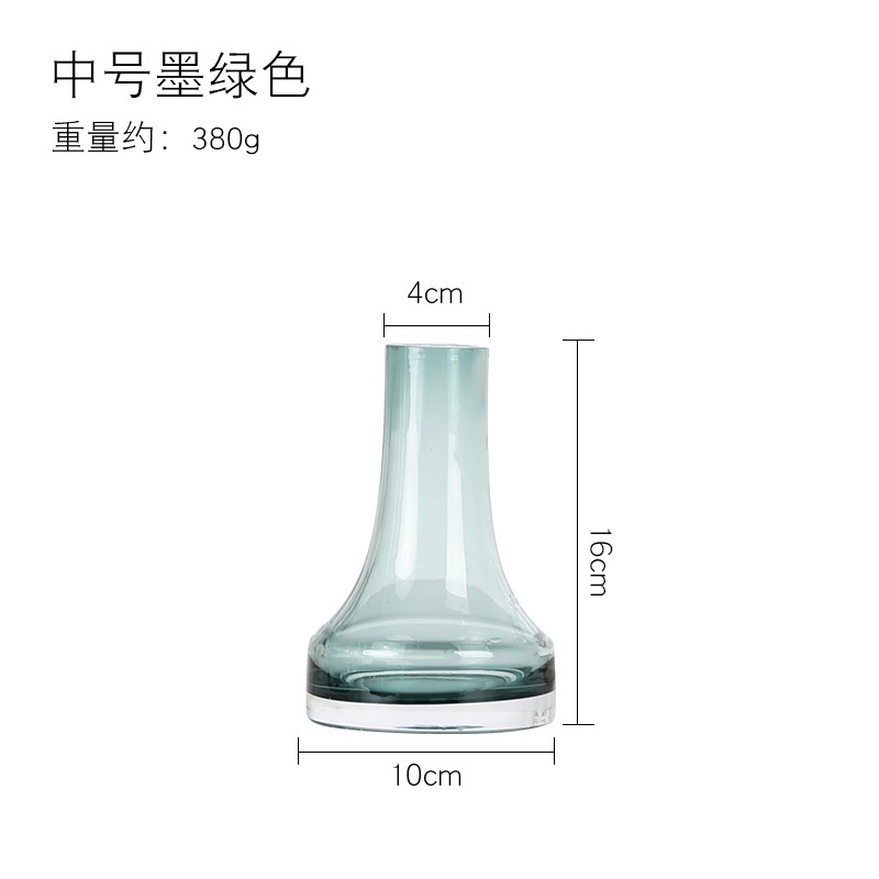 Modern, simple and fashionable home decoration, thickened conical small-mouth transparent glass vase, living room model room dining table decoration, factory direct sales and wholesale Application Scenario