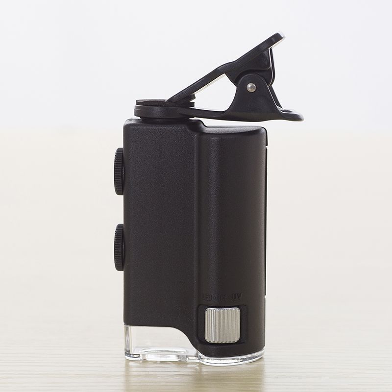 Mobile phone clip-on optical LED microscope