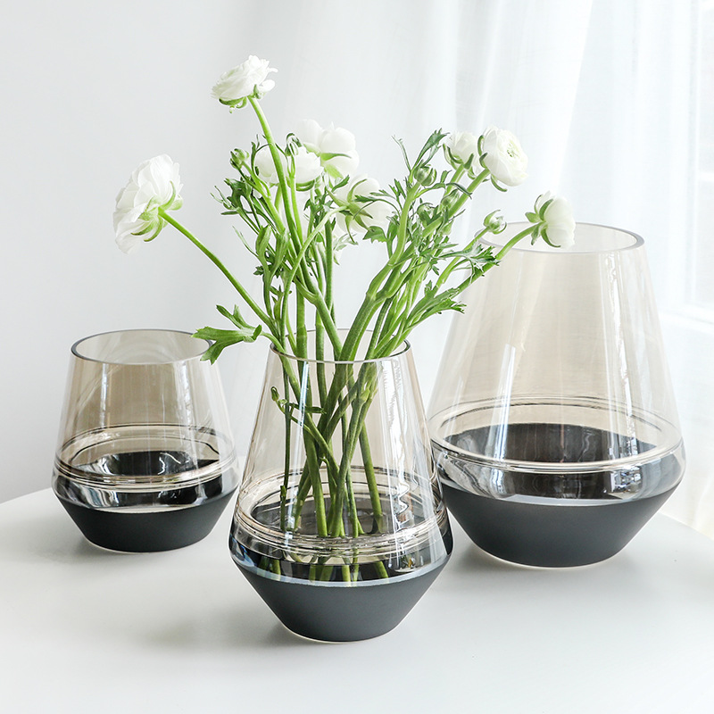 北欧电镀金玻璃花瓶百合郁金香月季插花器客厅桌面样板间装饰摆件详情图1