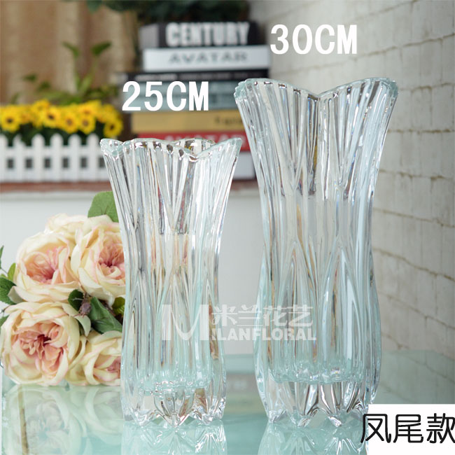 Free shipping/Borok transparent cabbage/Phoenix Tail/Crystal glass vase, Lucky bamboo vase, countertop flower vase detail image 1