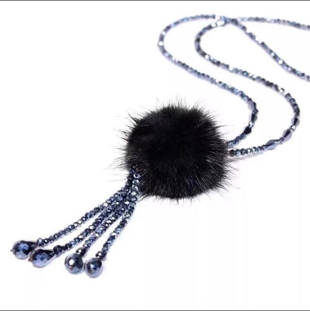 水貂毛水晶项链