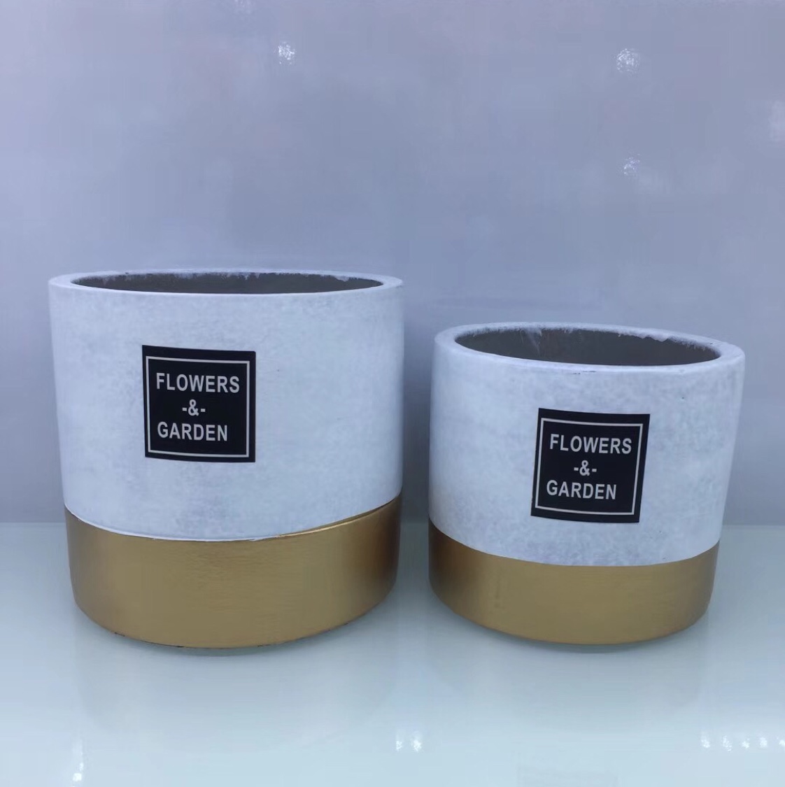 Nordic simple modern cement pot, light luxury, golden-edge cylindrical succulent pot, artificial potted plant decoration, home living room indoor decoration, artificial plant decoration