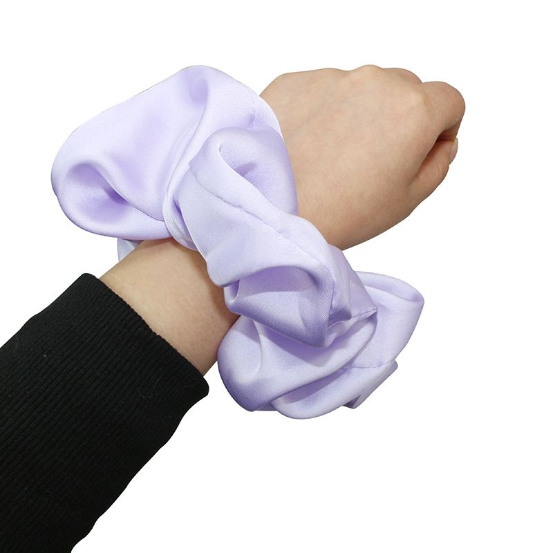 Spring and Summer new fashionable women's satin large intestine hair band solid color large size hair band cross-border exclusive hair accessory Specification image