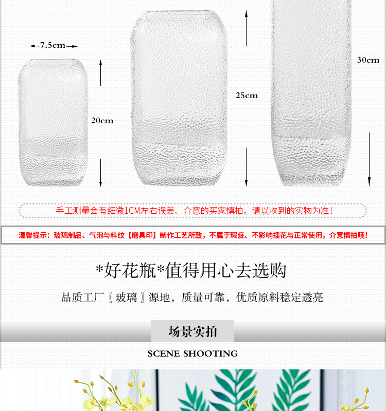 花瓶水养干花装饰摆件客厅插花透明玻璃水培器皿玫瑰百合鲜花花器详情图2