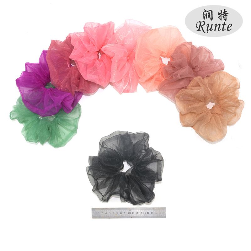 A fashionable and simple new large-diameter organza large intestine hair band headwear for women. Wholesale