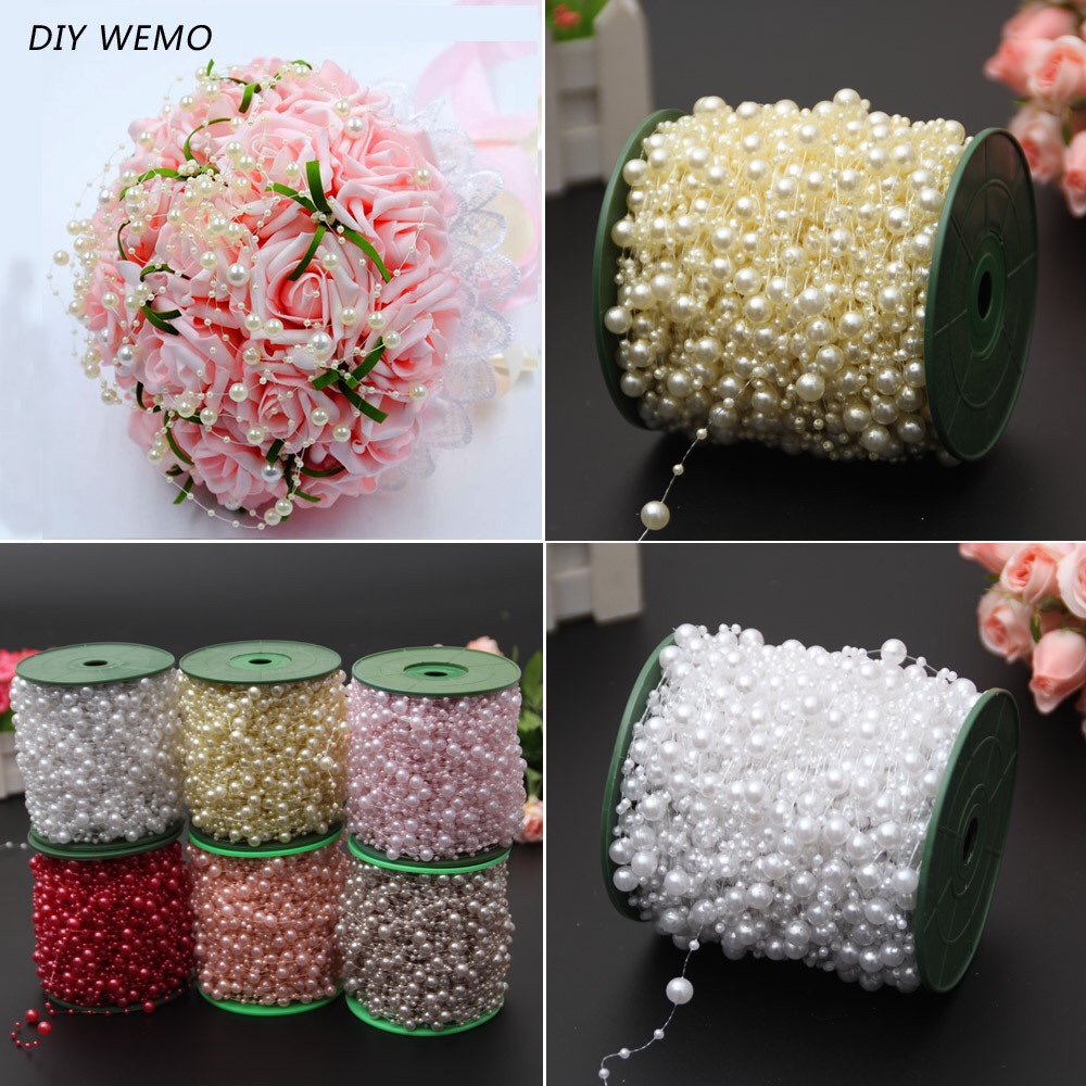 直销4mm鱼线珠镶玫瑰花 婚庆 圣诞装饰会场 新娘头饰diy30米详情图10