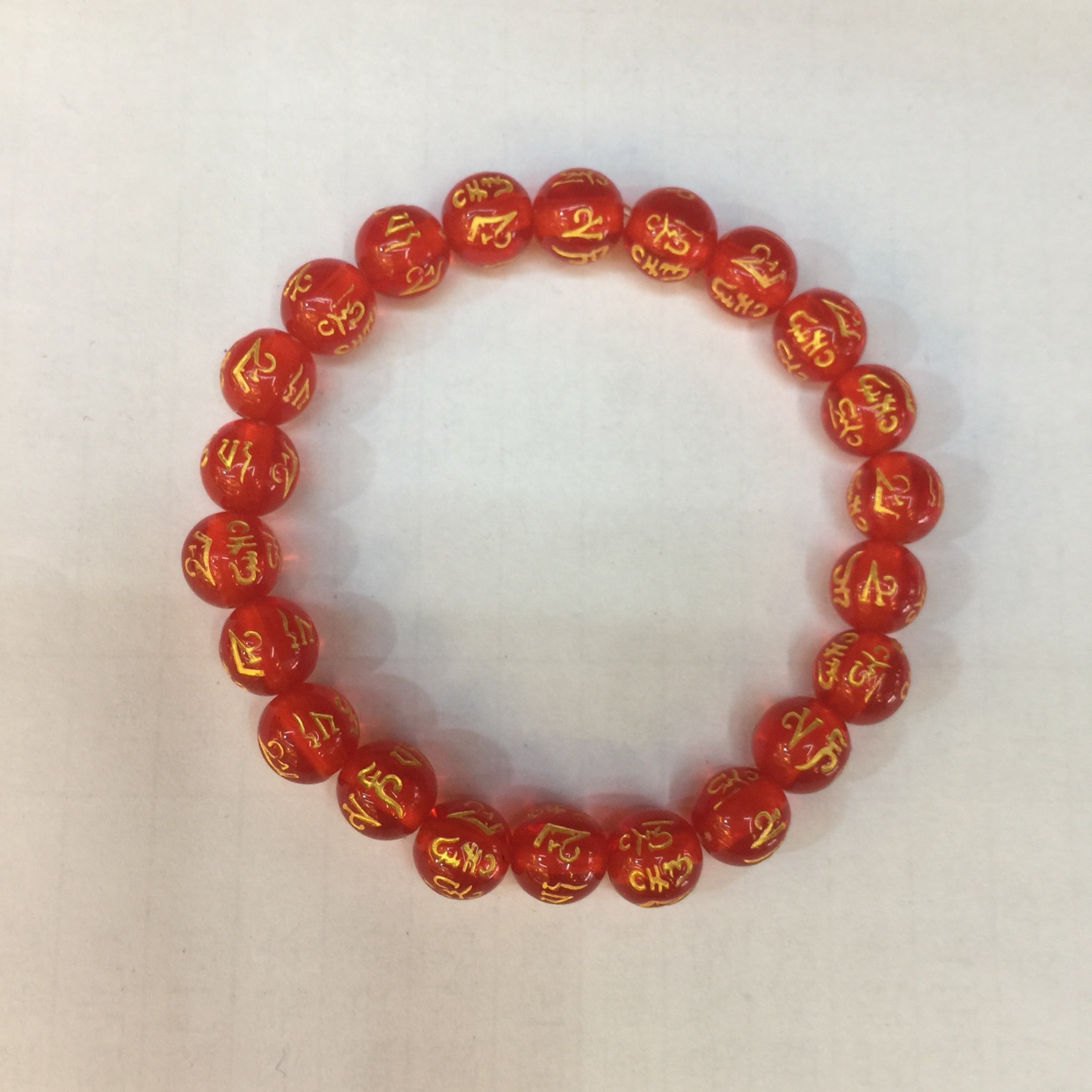 Red hand beads with six characters full figure