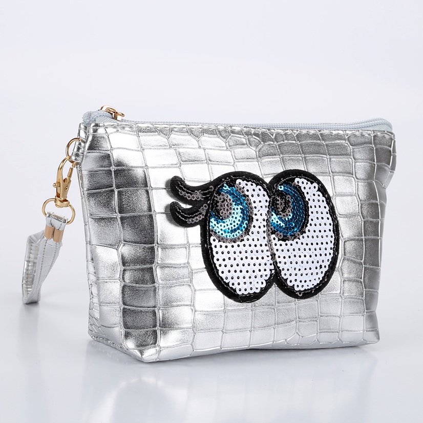 欧美热销布鲁斯眼睛化妆包厂家直销PU化妆袋卡通手拿包白底实物图