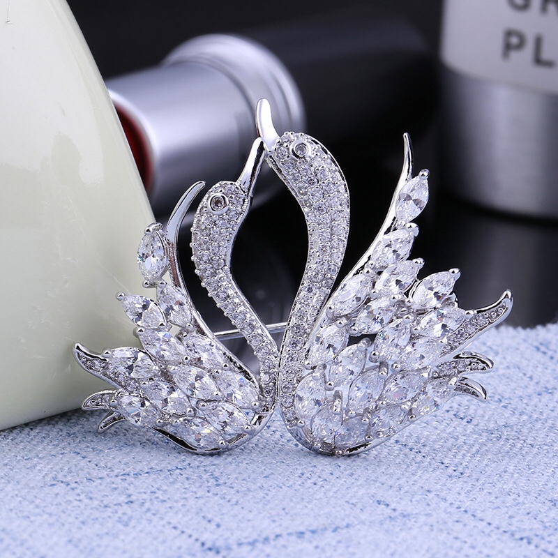 New swan silk scarf fashion pin, wedding creative couple gift, clothing accessory pin