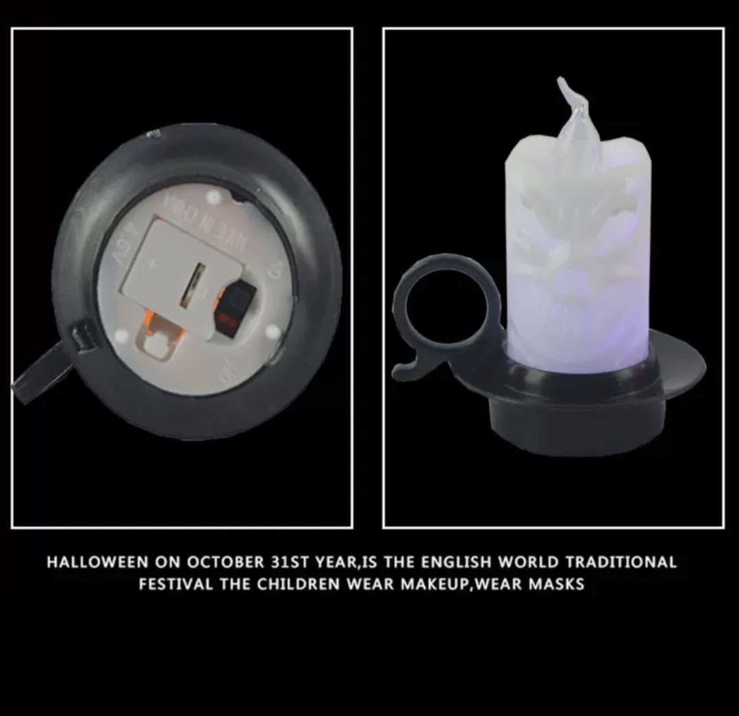 Halloween simulation LED illuminated tea table, electronic candle lights, terrifying scene arrangement, pumpkin decoration, night lights Application Scenario