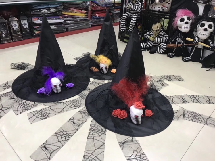 万圣节鬼头巫婆帽图