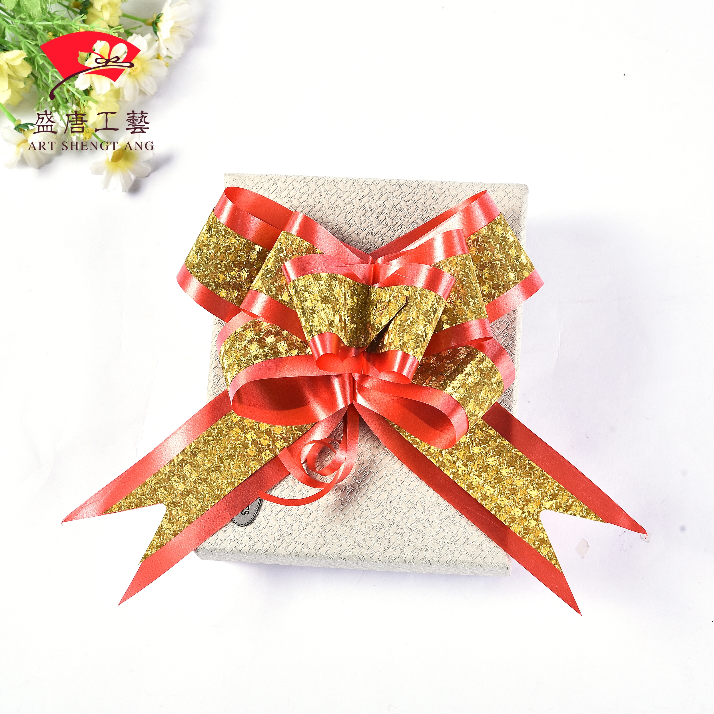 婚庆蝴蝶结手拉花 礼盒花束装饰拉花 50双层金葱拉花详情6