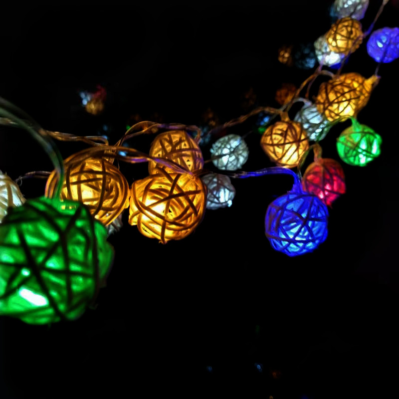 LED藤球灯串3cm电池盒 圣诞树春节日装饰彩灯厂家直销爆款详情图1
