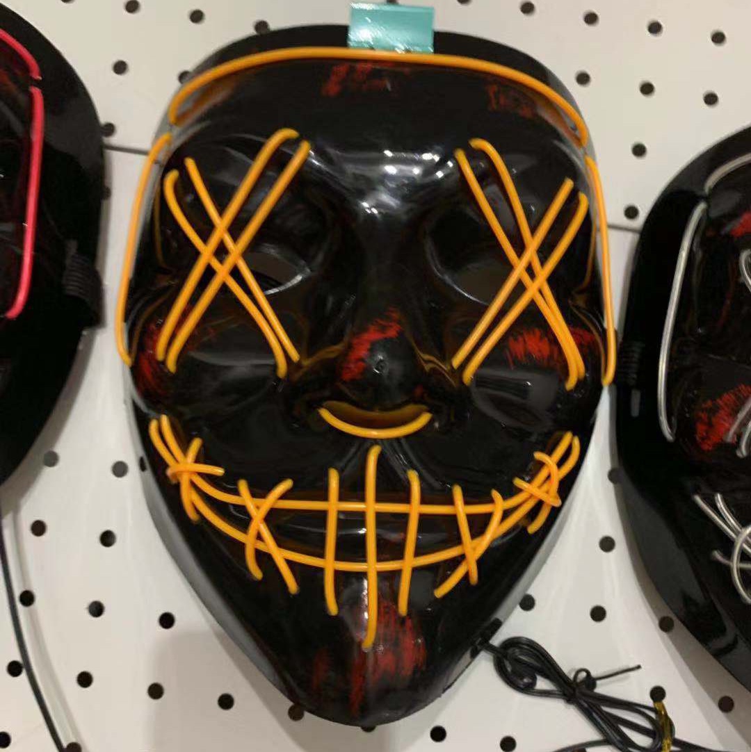 Halloween Cold Light Mask V-shaped Revenge Kill Horror Headgear mask Bloody decoration details Picture