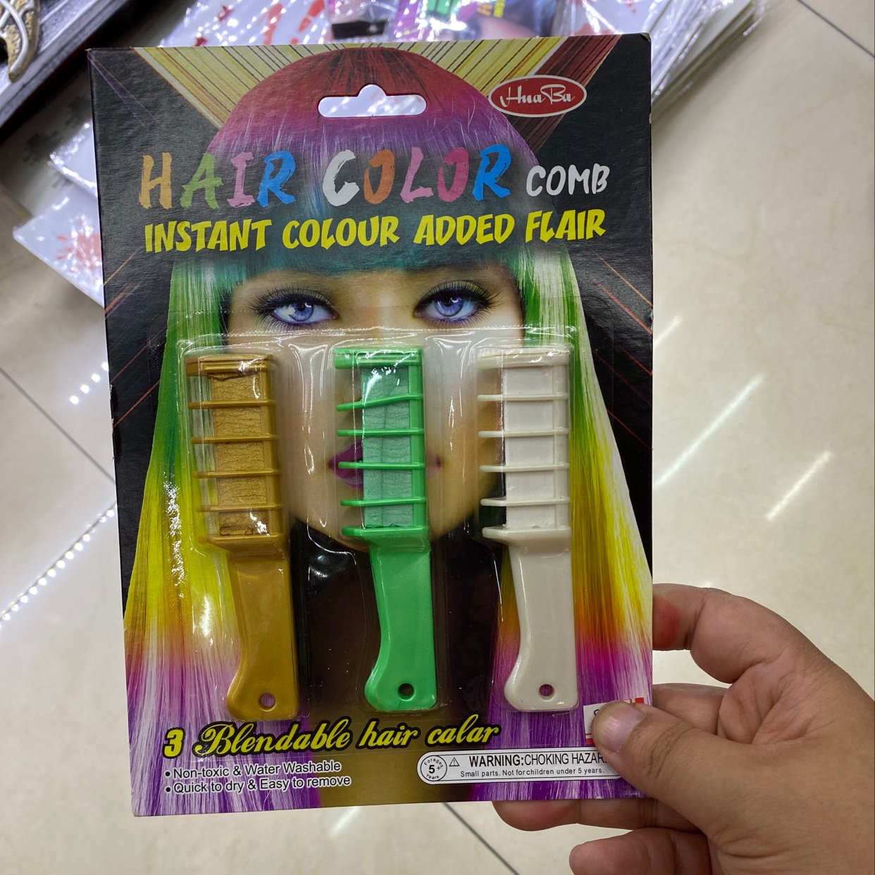 Halloween Disposable Hair Dye Clip Masquerade Ball Face Color Bar Party Supplies Pearlescent Hair Dye Comb Specification drawing