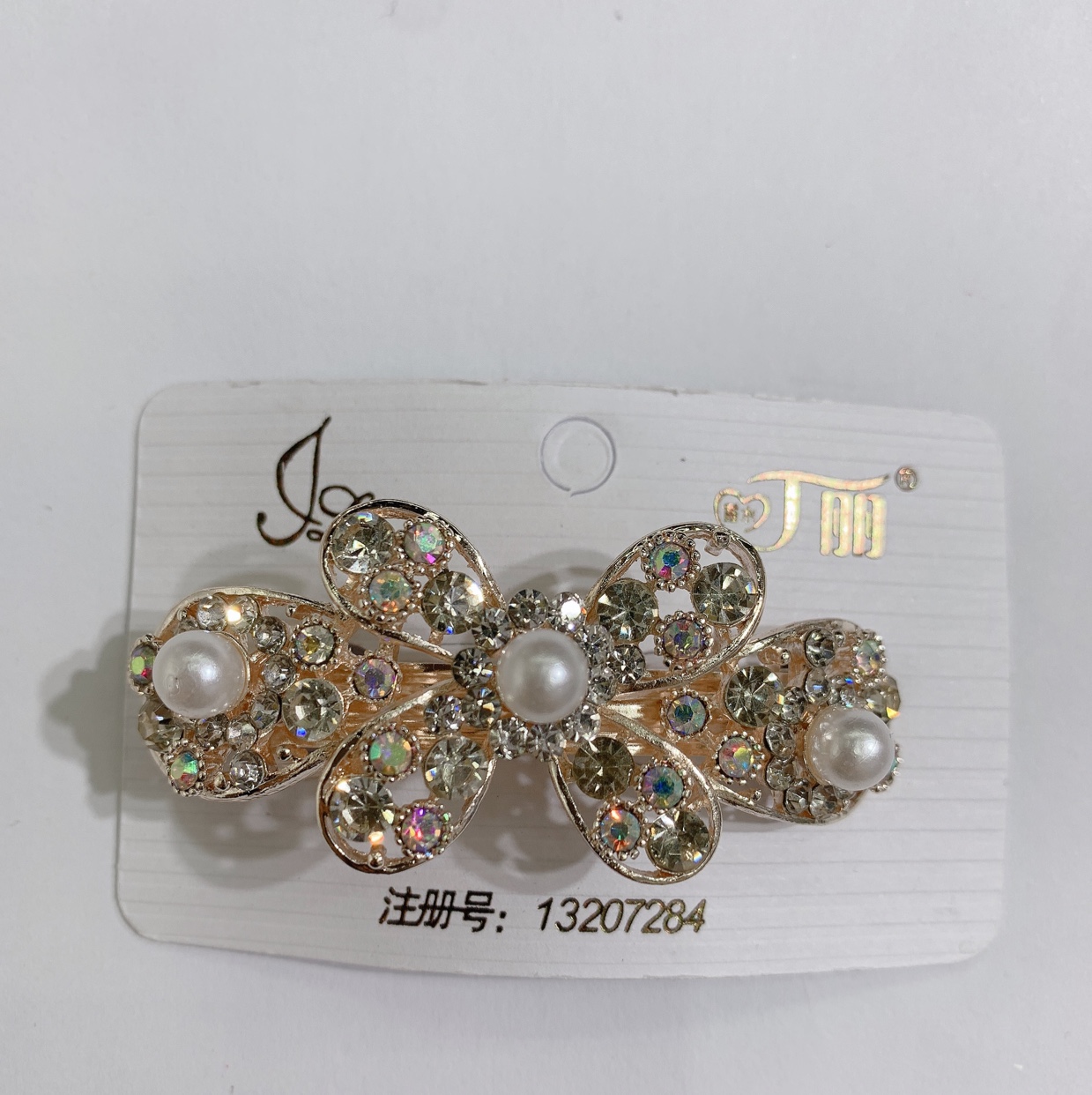 Manufacturers direct quality assurance. 6 cm pearl water drill hairpin, fashion joker hairpin, spring clip crystal edge clip. thumbnail