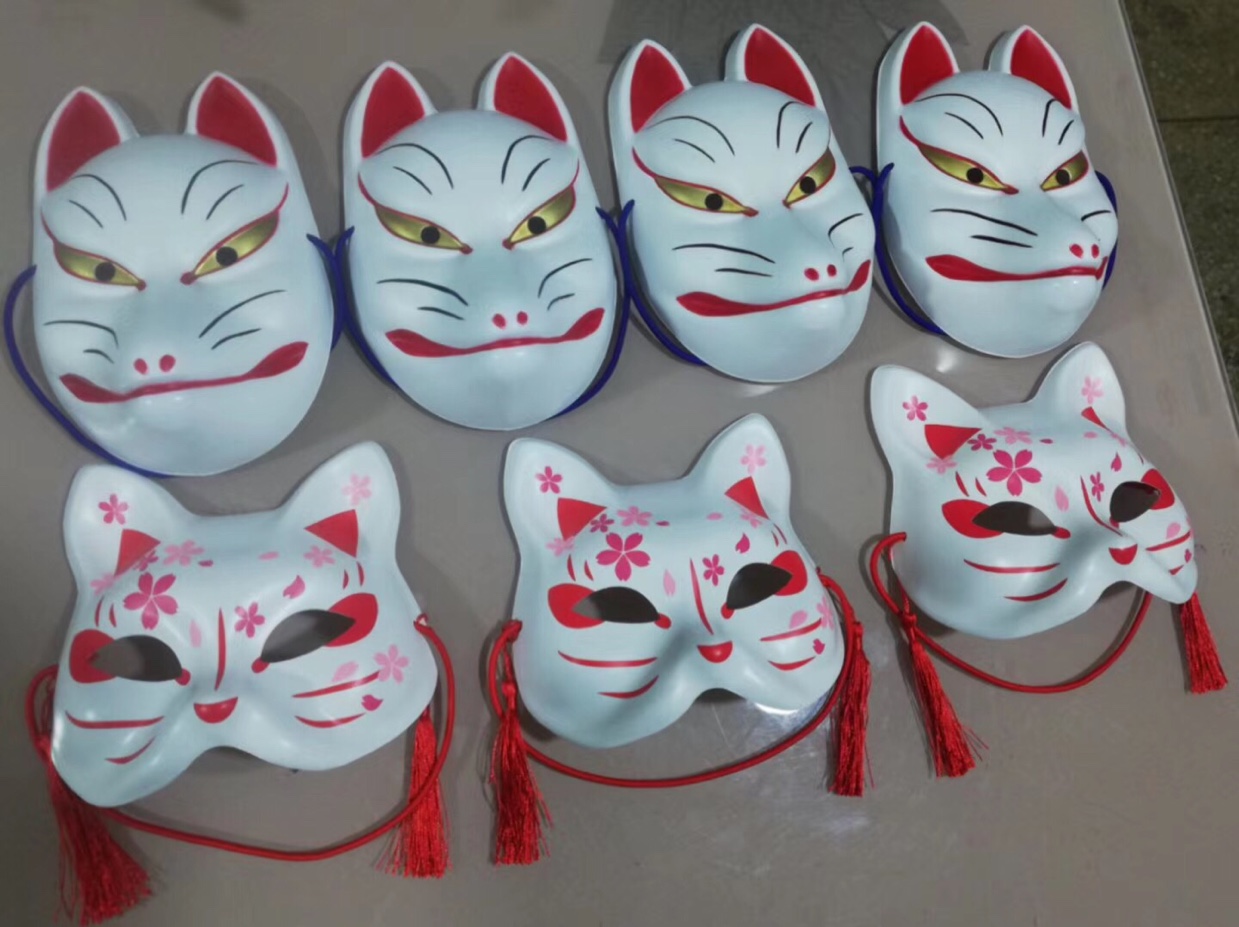 抖音爆款 彩绘面具 动漫猫脸面罩 塑料面具详情图3
