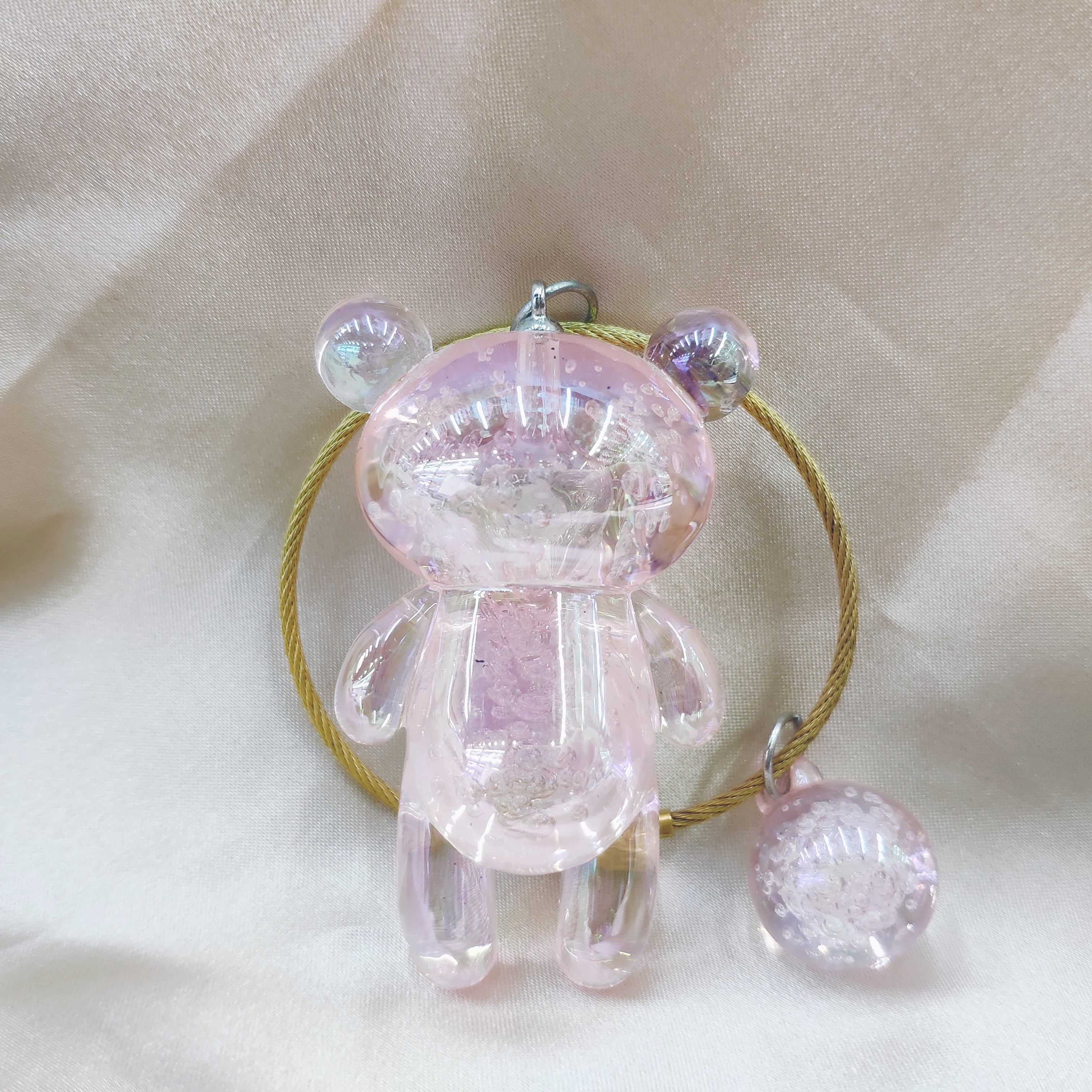 Aizhu jewelry bubble acrylic Brown Bear car keychain pendant Schoolbag cartoon chain backpack lock detail image 8