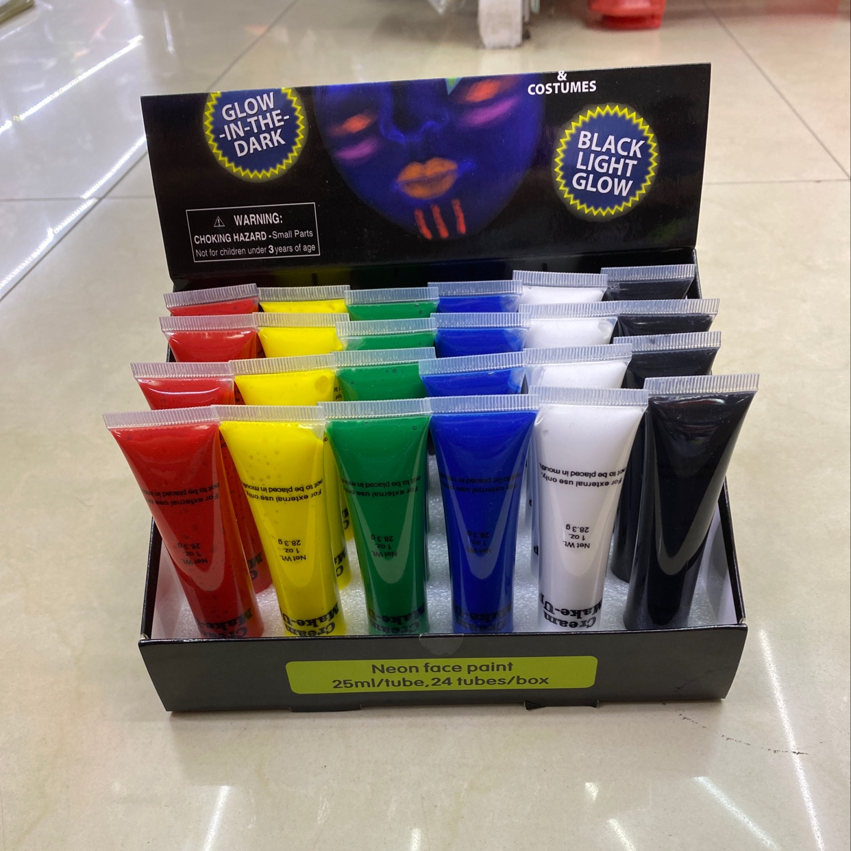 万圣节普通色彩妆荧光脸彩人体彩绘夜光发光化妆舞会颜料用品图