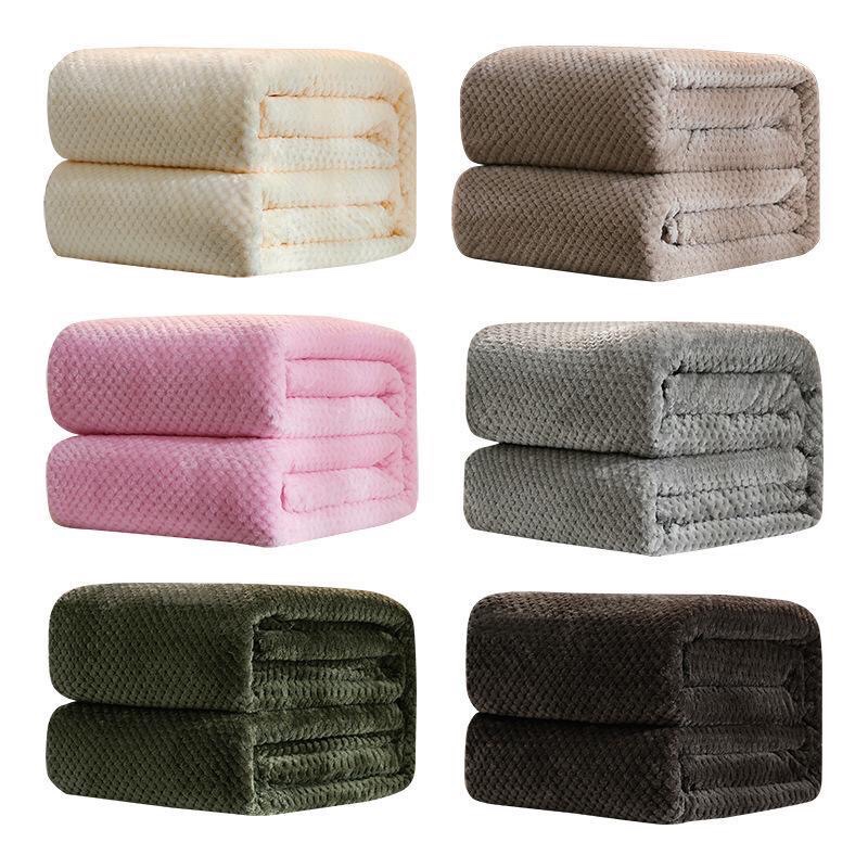 Pineapple Plaid Flannel Double-Sided Cashmere Lamb Cashmere Four-Piece Quilt Fabric, Etc undefined