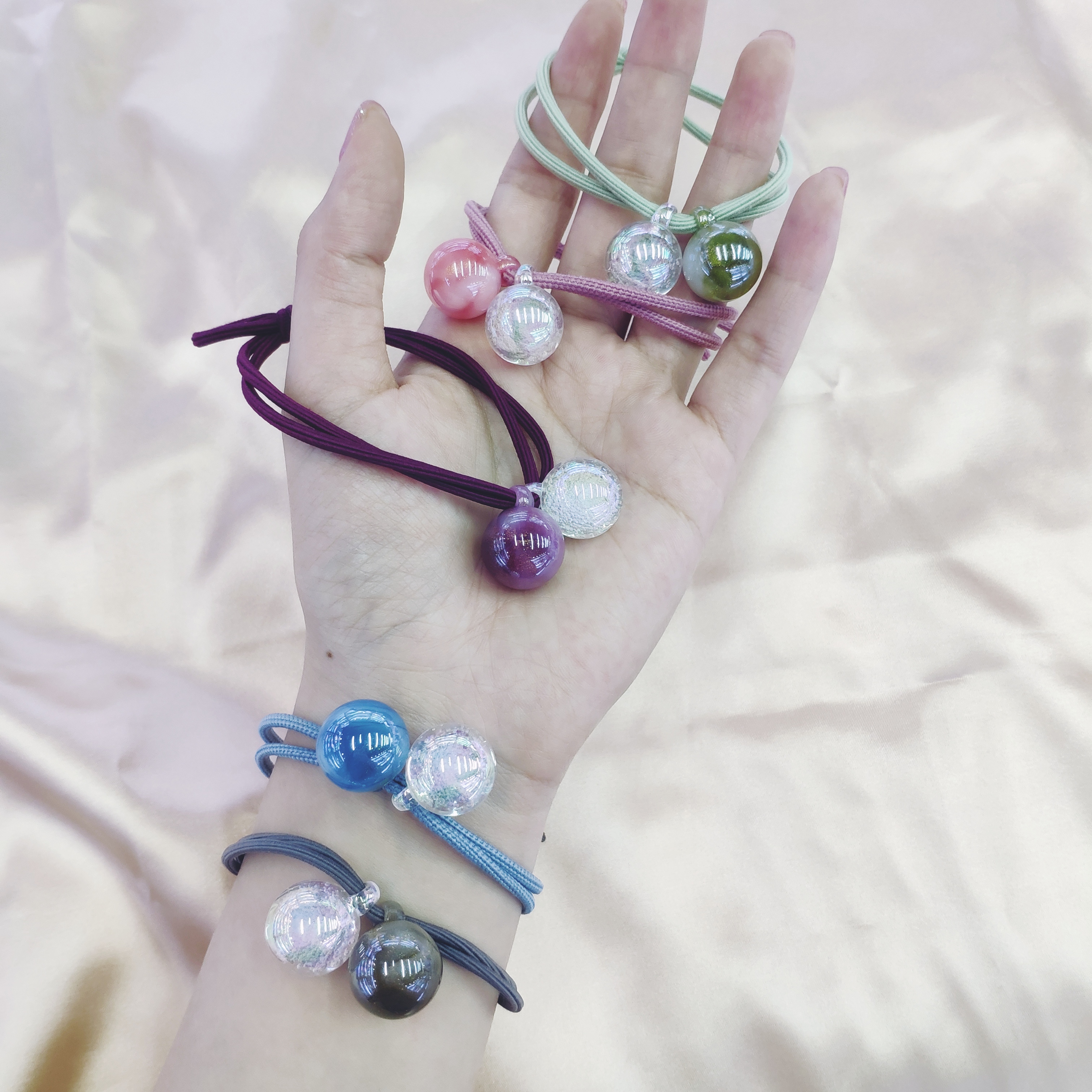 Aizhu Jewelry 16mm colorful dual-color hanging hole round beads, gold powder pearlescent acrylic jewelry accessories, clothing accessories detail image 7