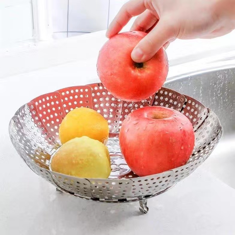 厂家直销不锈钢蒸笼盘可伸缩防烫蒸盘器家用多功能蒸菜盘蒸架大号详情图5