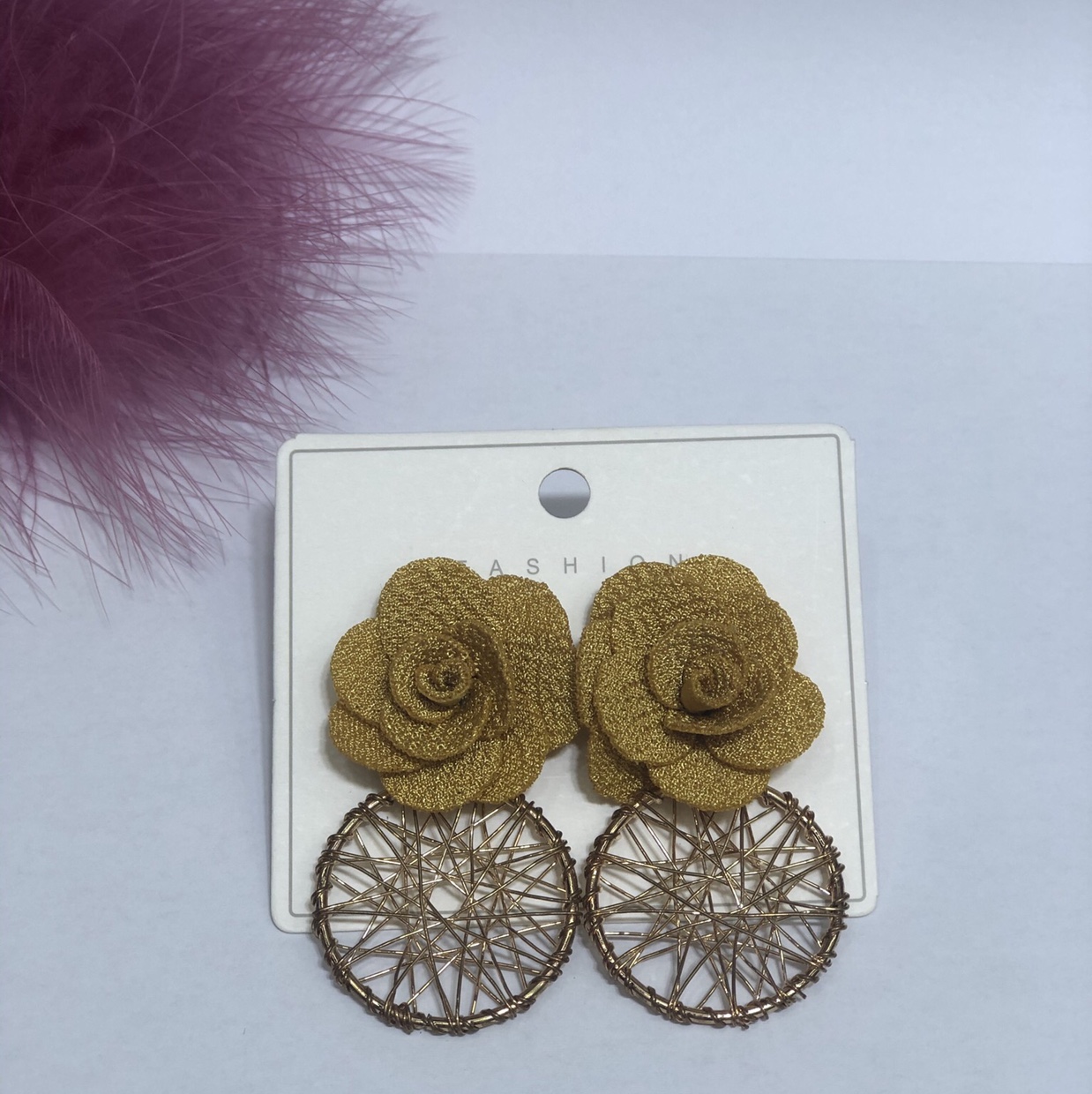 2020夏季新款花朵网状捕梦网耳环耳钉