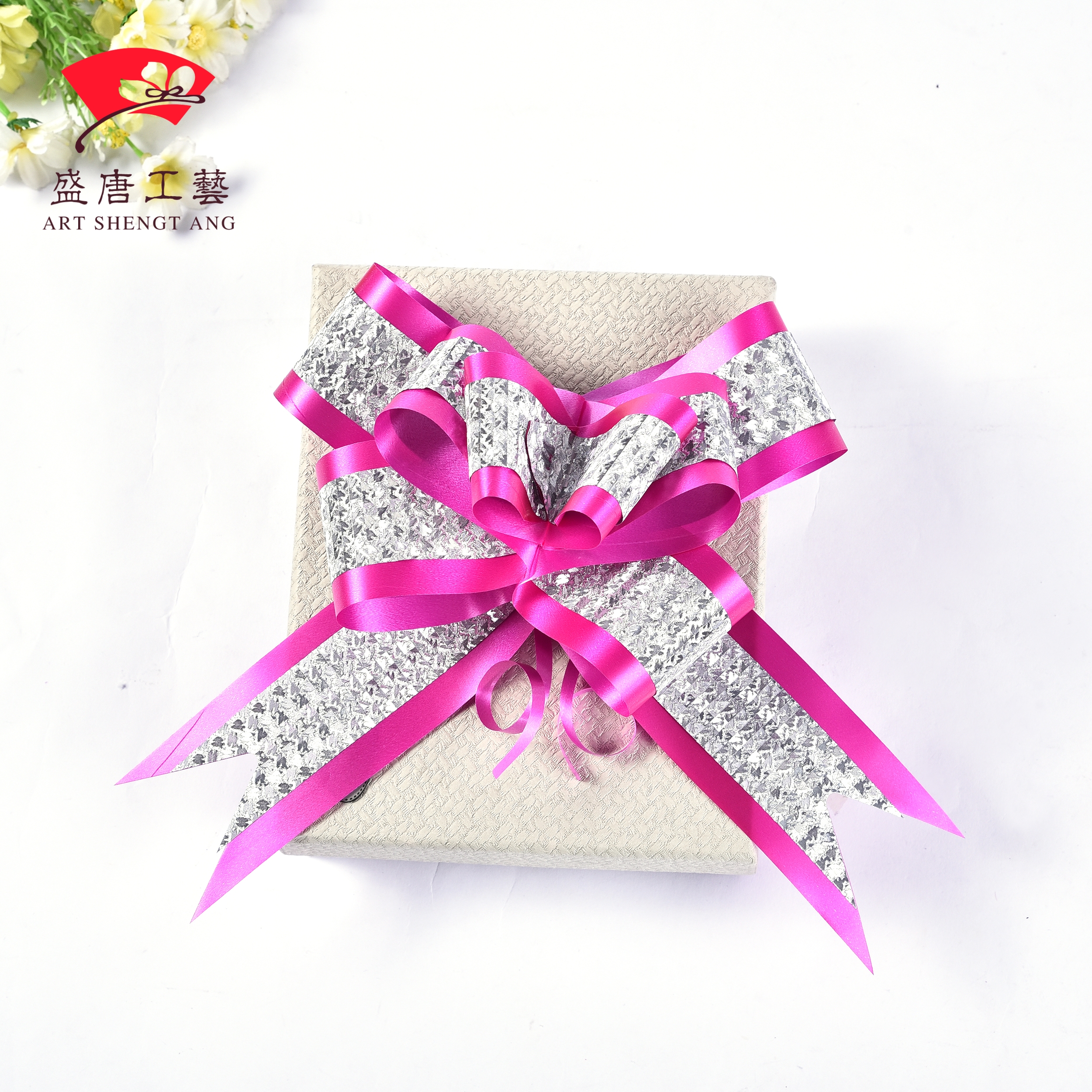 婚庆蝴蝶结手拉花 礼盒花束装饰拉花 50双层金葱拉花详情3