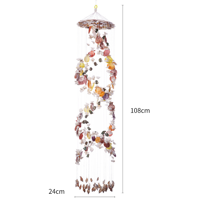 大双龙，贝壳风厂家直销双龙34线风铃天然海洋贝壳风铃生日礼物阳台房间挂饰门饰产品图