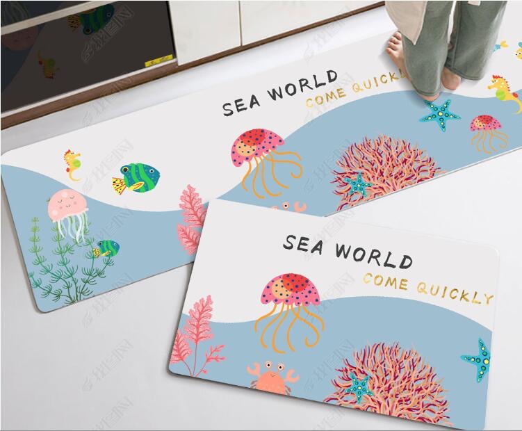 Two-Piece Printed Kitchen Mat Set Application Scenario