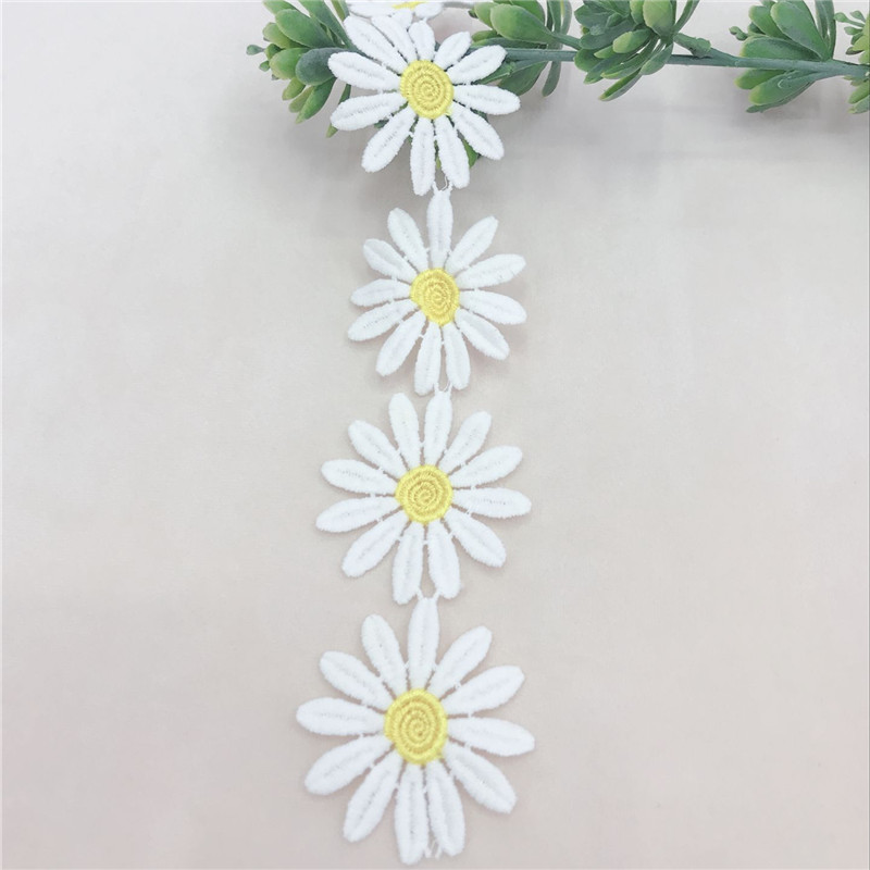 厂家直销牛奶丝花边爆款小菊花水溶刺绣花边 手工DIY服装辅料花边详情1