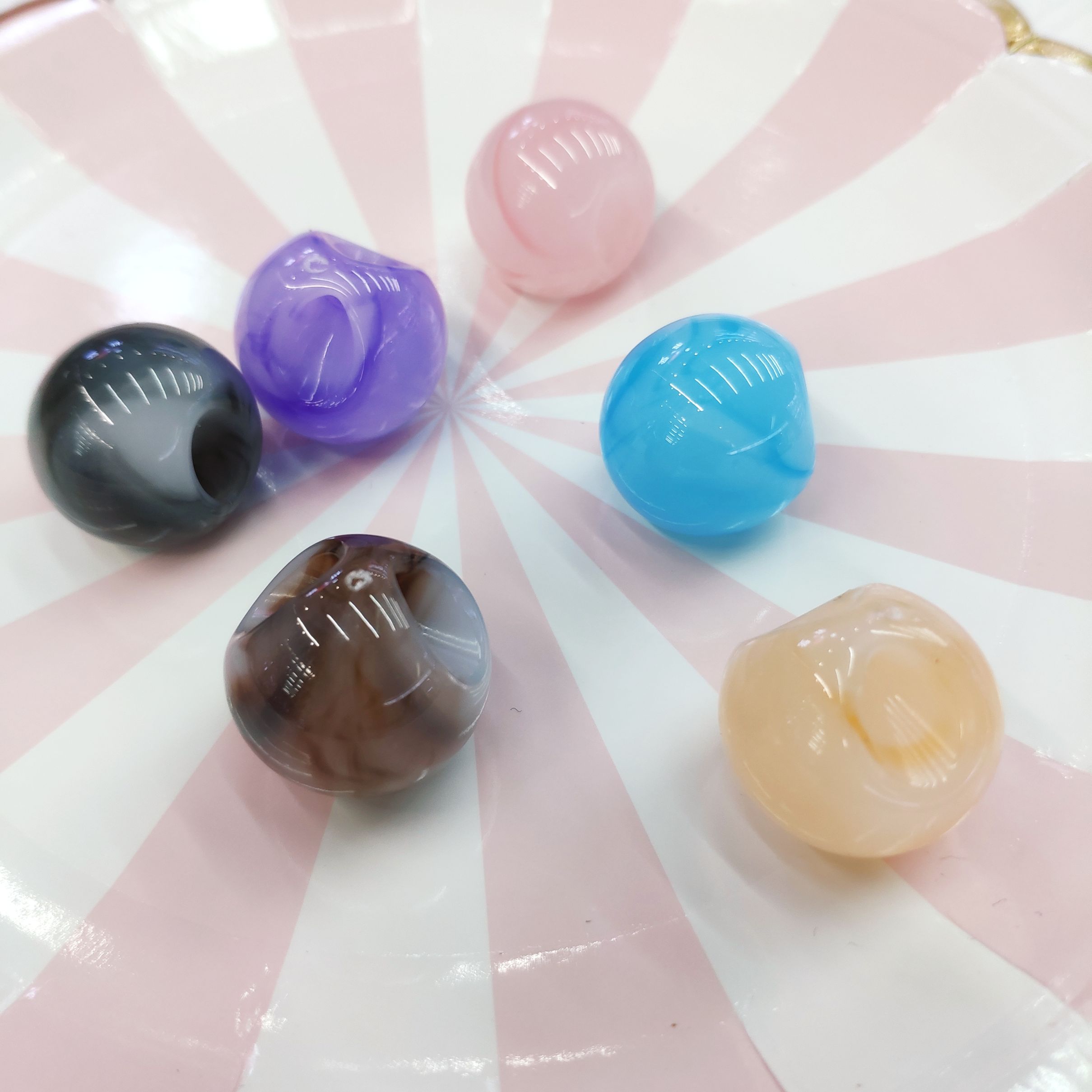 Aizhu Jewelry 22mm colorful dual-color edge-hole round bead acrylic jewelry accessories and clothing accessories