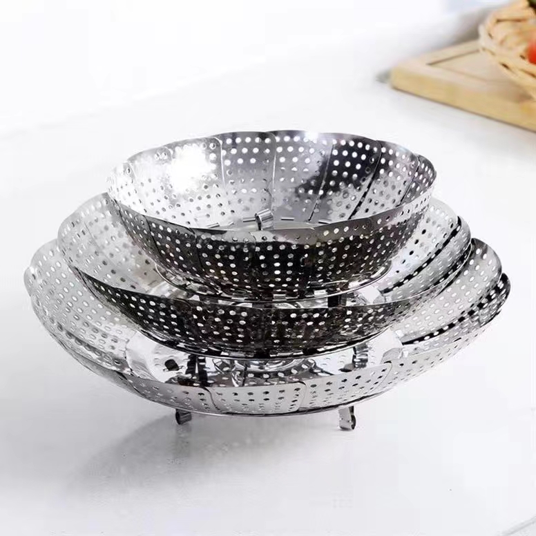 厂家直销不锈钢蒸笼盘可伸缩防烫蒸盘器家用多功能蒸菜盘蒸架大号详情图3