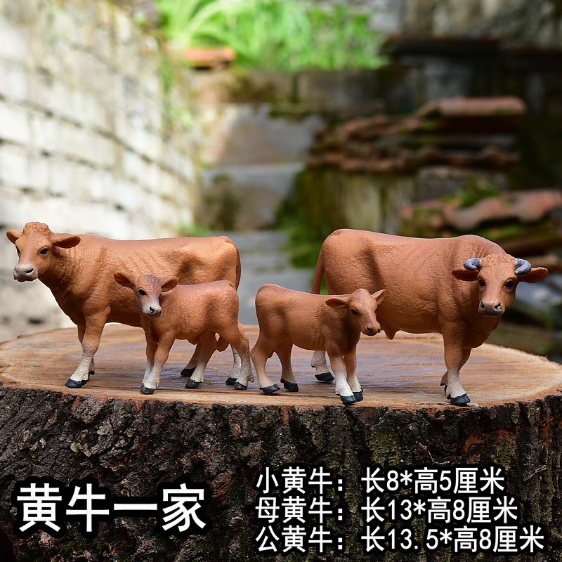 动物模型实心野生摆件微景观儿童玩具公黄牛水牛农场奶牛模型产品图