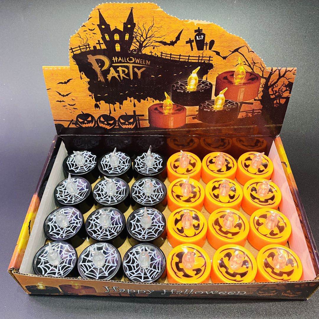 Halloween simulation LED flashing electronic small candle light horror scene arrangement Pumpkin decoration night light box set Specification image