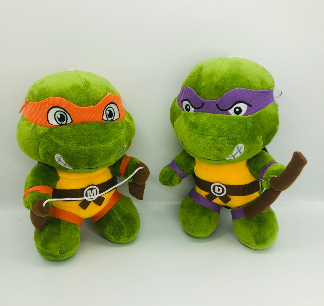 A plush toy of Teenage Mutant Ninja Turtles, 25cm in height and 150g in weight Application Scenario