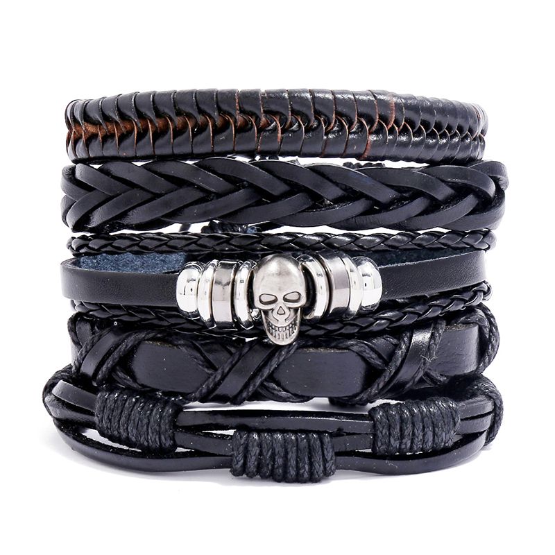 Manufacturers direct vintage braided cowhart bracelet DIY combination set for men's leather bracelet cross-border e-commerce supply thumbnail