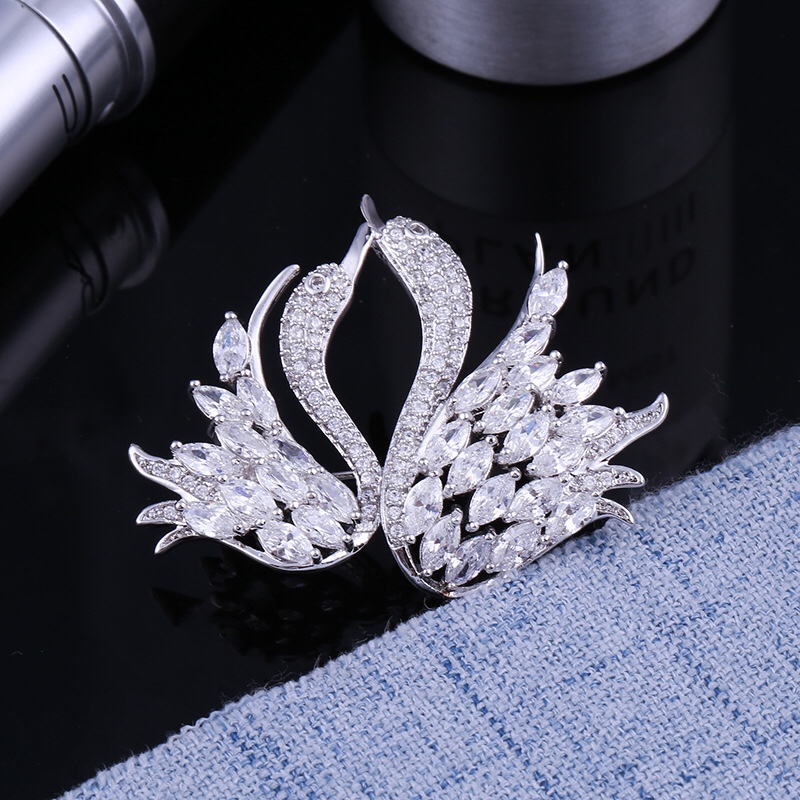 New swan silk scarf fashion pin, wedding creative couple gift, clothing accessory pin details Picture