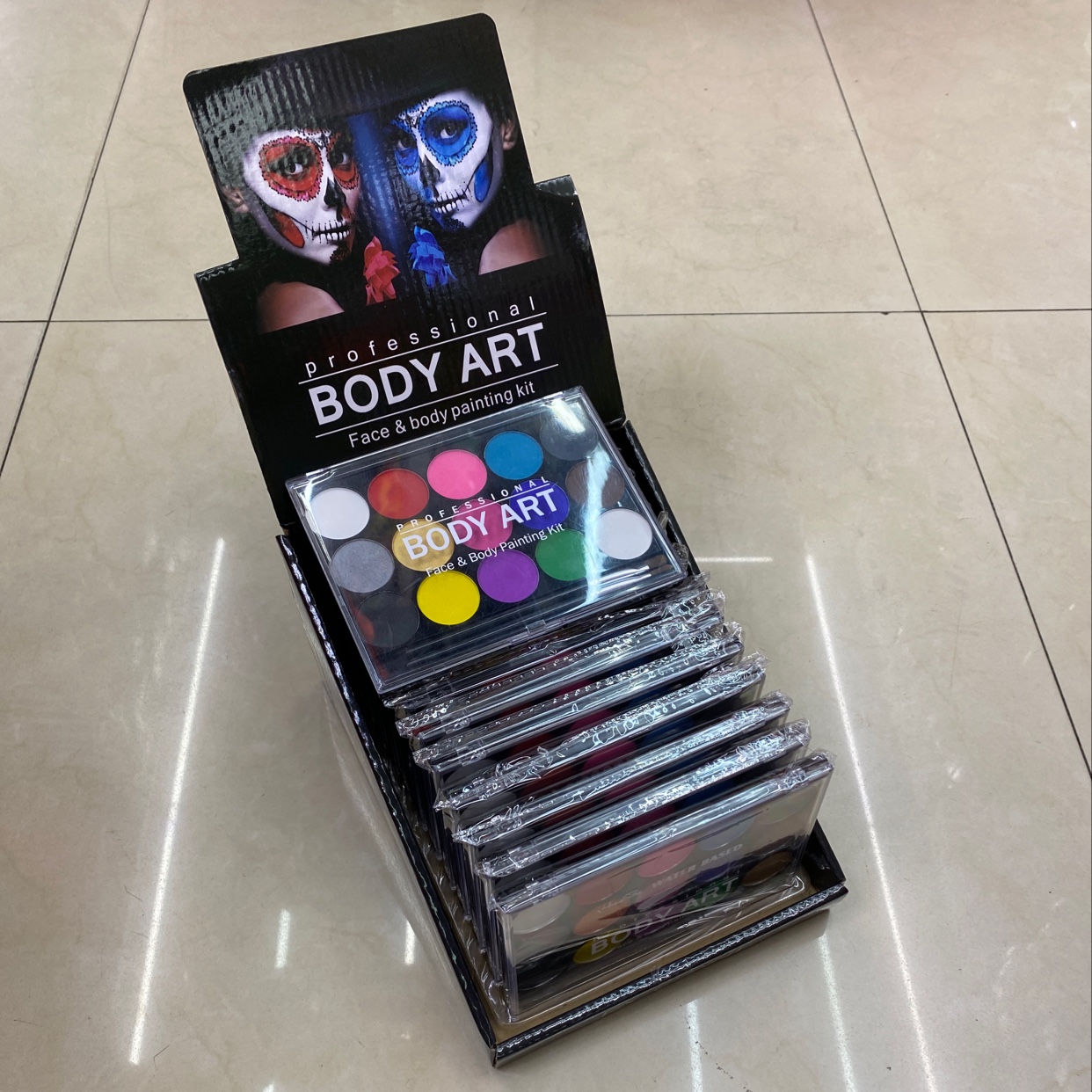 Halloween 12-color face color plate box set water-based face color ribbon paintbrush body painting dance supplies