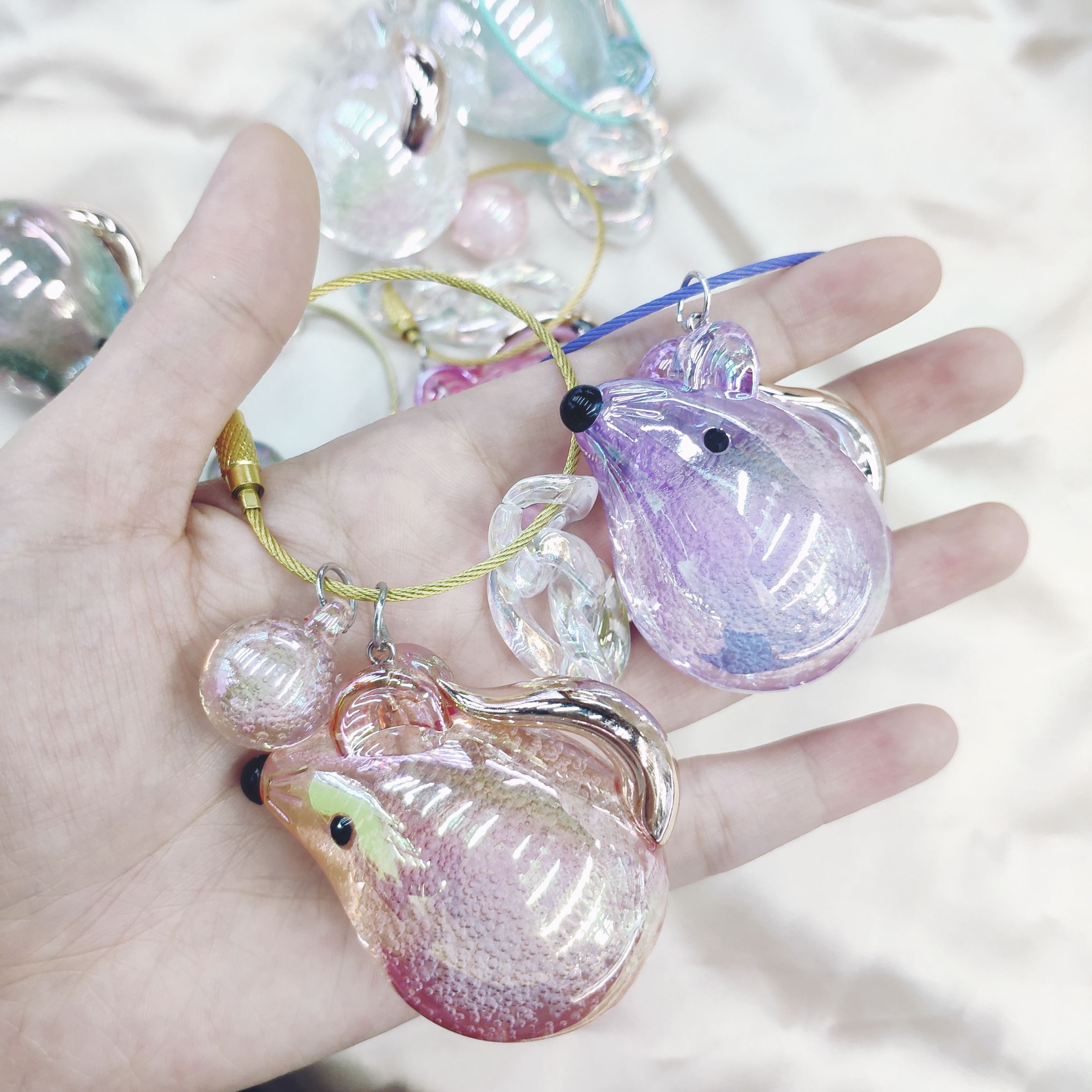 Aizhu jewelry bubble acrylic little mouse car key chain pendant schoolbag cartoon chain bag lock