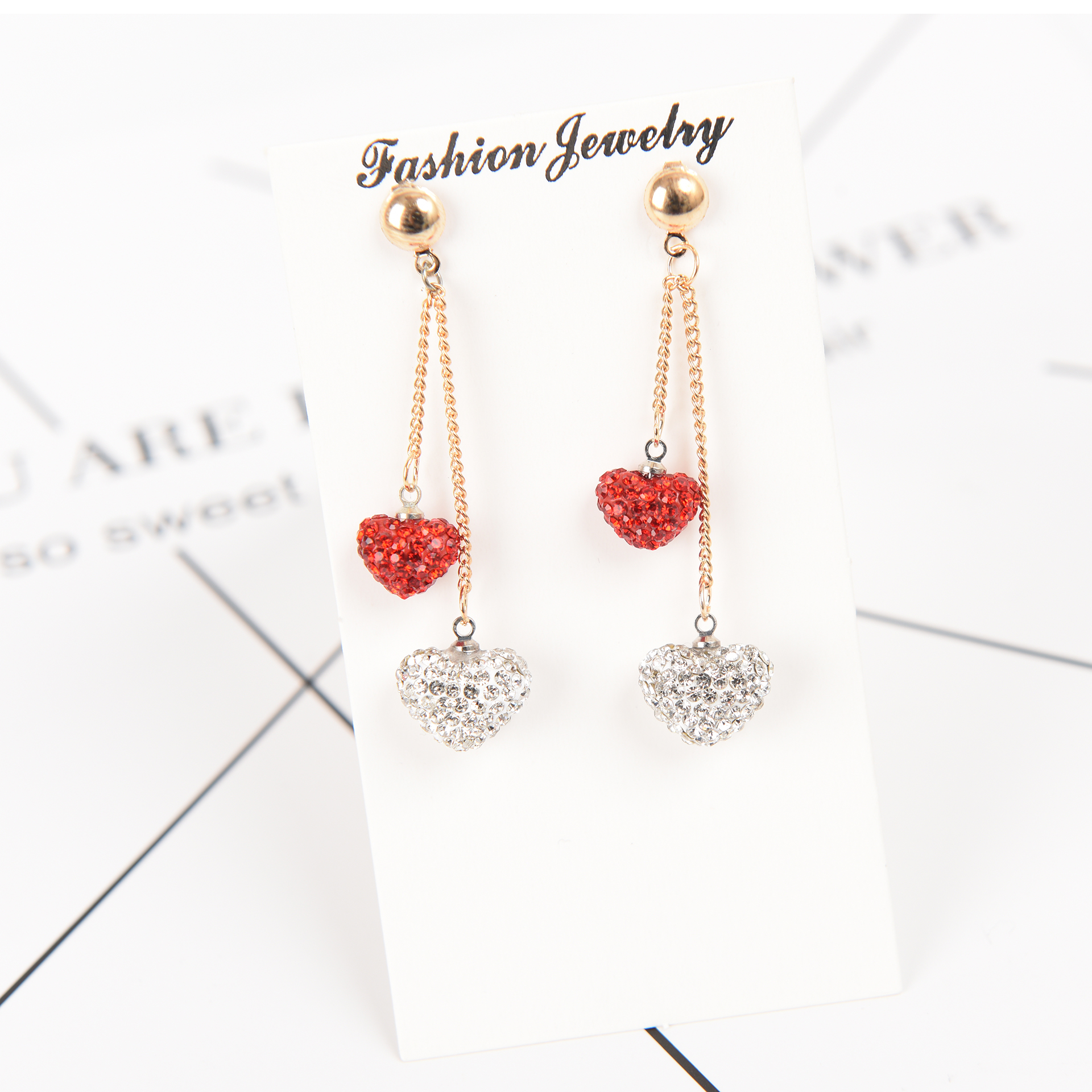 Heart-shaped, five-pointed star AB style Korean earrings detail image 3