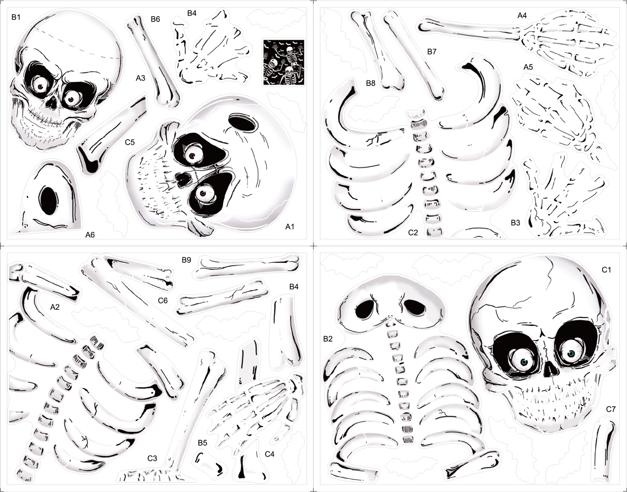 Scary Halloween Decorations Scary Skull Window With Blood Handprint Back Glue Bat Ghost Sticker Window Application Scenario