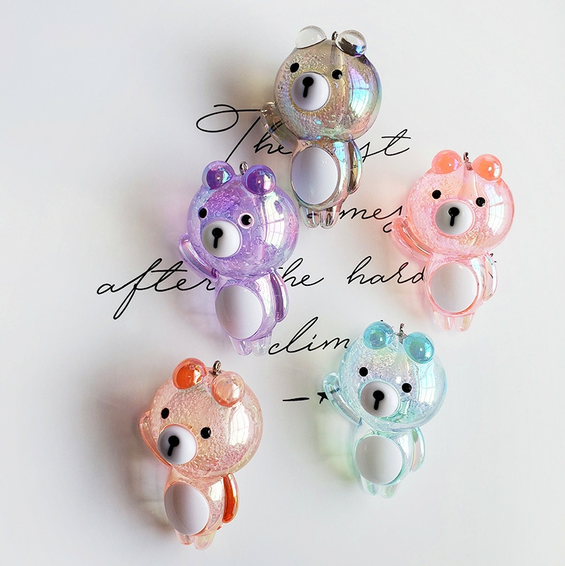 Aizhu jewelry bubble acrylic Brown Bear car keychain pendant, schoolbag cartoon chain bag lock detail image 9