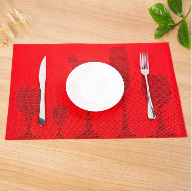 New cross-border Christmas placemats, wine glass printed table MATS, pvc hotel Western placemats, washable placemats details Picture