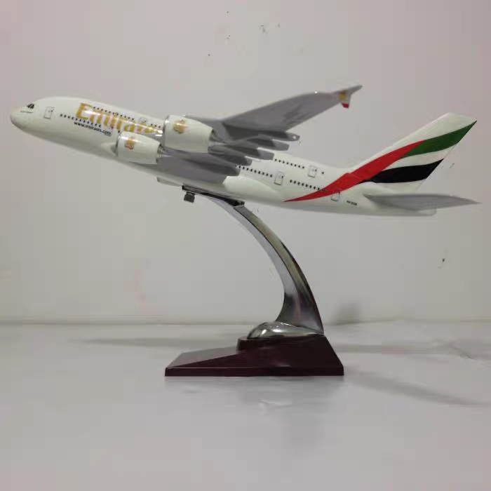 47Cm民航仿真合金飞机模型阿联酋A380航空空客客机航模静态摆件带灯