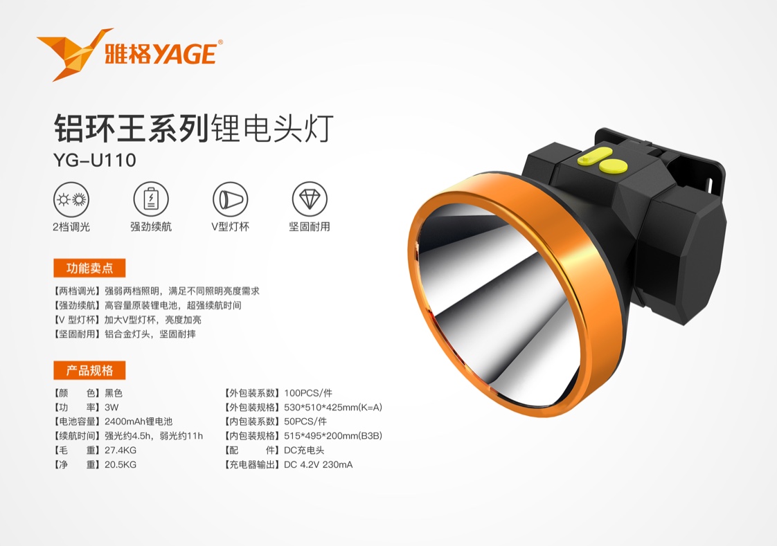 Yag aluminum ring King series headlamps. YG-U110 thumbnail